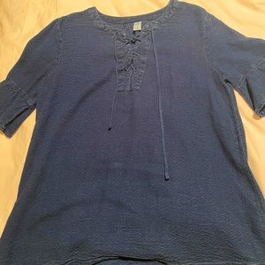 Old Navy Small Denim Lace Up Short Sleeve